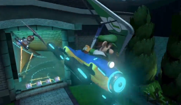 Flying Luigi in Mario Kart 8