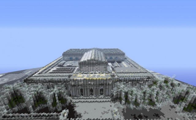 The New York Public Library in Minecraft Manhattan. 