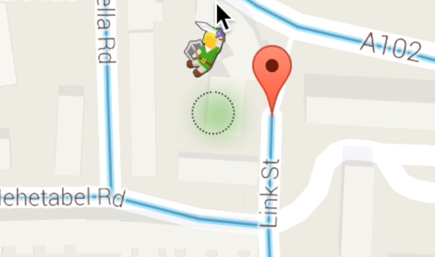 Zelda in Google Maps, well Link actually